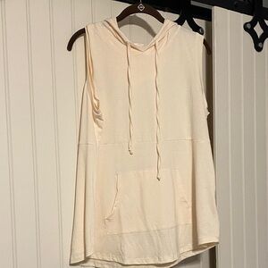 LuLaRoe Sleeveless Hoodie Pullover Top in Cream